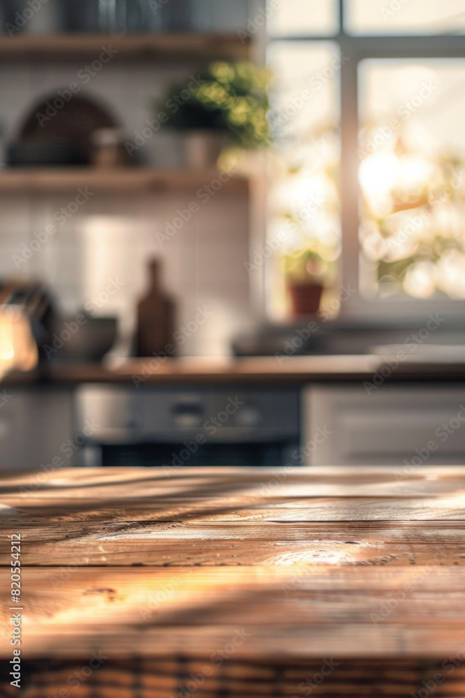 A desk top with blurred background of kitchen. Good for background A desk top with blurred background of kitchen. Good for background