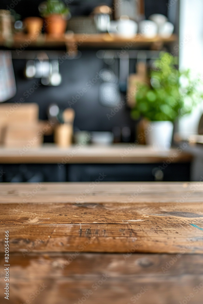 A desk top with blurred background of kitchen. Good for background A desk top with blurred background of kitchen. Good for background