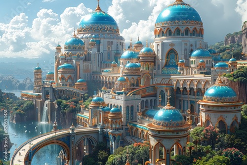 futuristic interpretation of an ancient civilization with advanced technology and otherworldly architecture photo