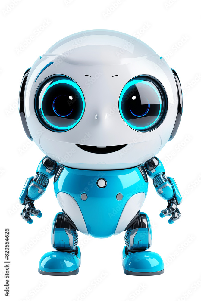 Adorable Friendly robot with large expressive eyes isolated on transparent background Adorable Friendly robot with large expressive eyes isolated on transparent background