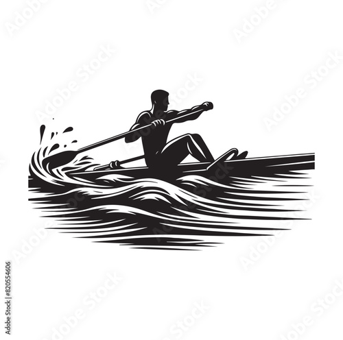 Rowing isolated vector silhouette illustration