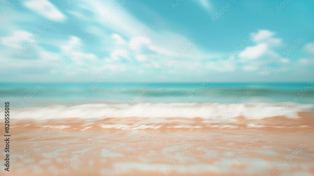 Abstract blur defocused background nature of tropical summer beach with rays of sun light Golden sand beach sea water against blue sky with white clouds Copy space summer vacation conc : Generative AI Abstract blur defocused background nature of tropical summer beach with rays of sun light Golden sand beach sea water against blue sky with white clouds Copy space summer vacation conc : Generative AI
