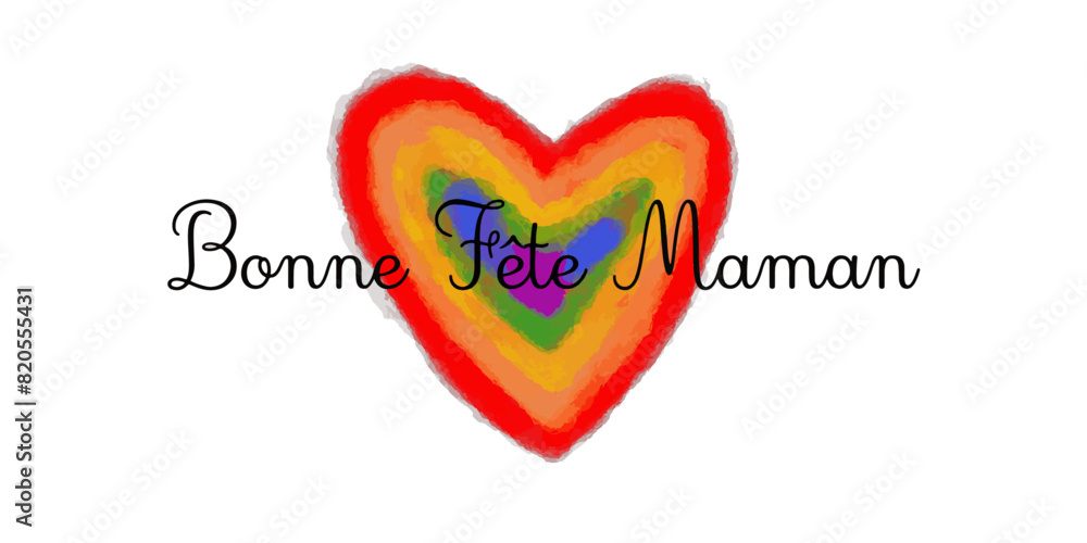 vecteur texte bonne fête maman avec un coeur couleur arc en ciel vecteur texte bonne fête maman avec un coeur couleur arc en ciel