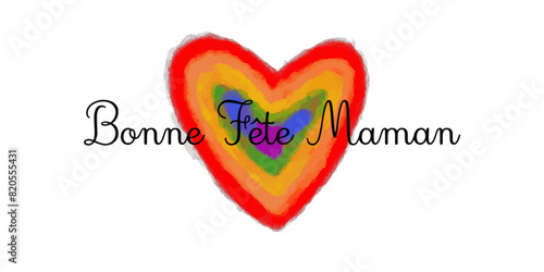 vecteur texte bonne fête maman avec un coeur couleur arc en ciel  photo