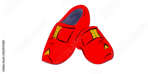 vector color of pair of red Dutch clogs 
