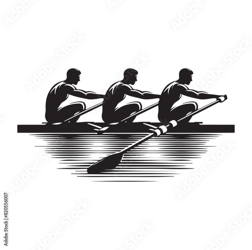 Rowing isolated vector silhouette illustration