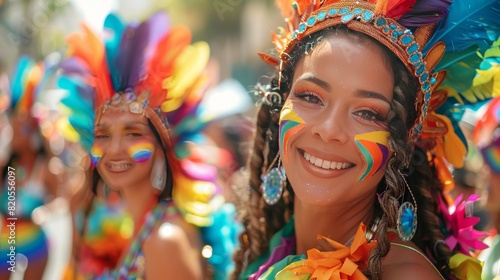 Creative and colorful pride art parade with imaginative costumes and rainbow decorations