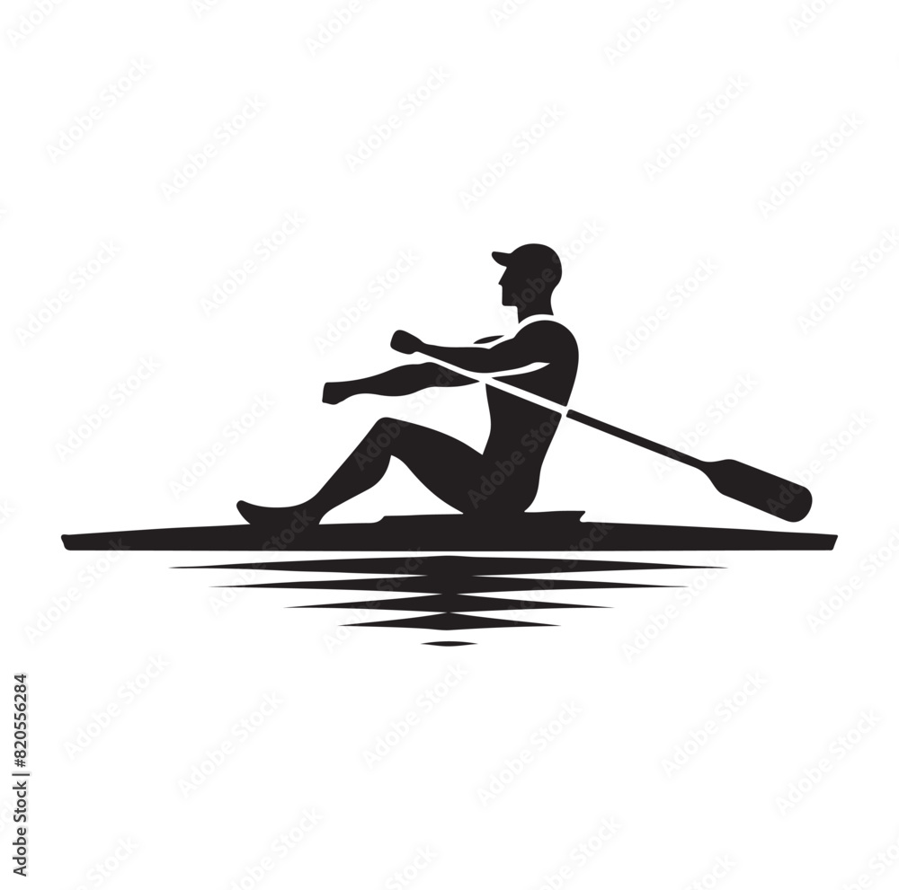 Rowing isolated vector silhouette illustration