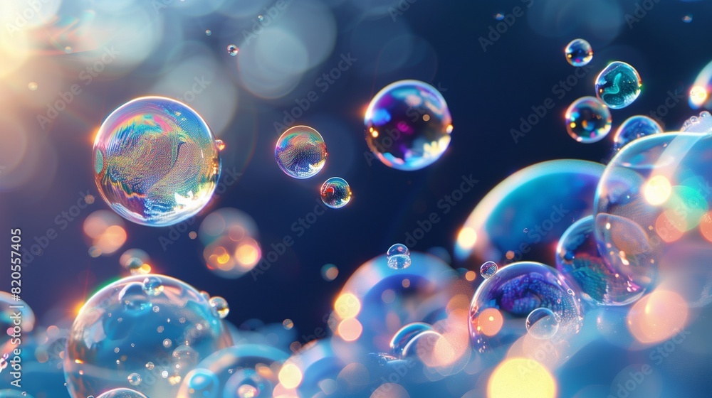 Iridescent bubbles floating in a sea of liquid light Iridescent bubbles floating in a sea of liquid light