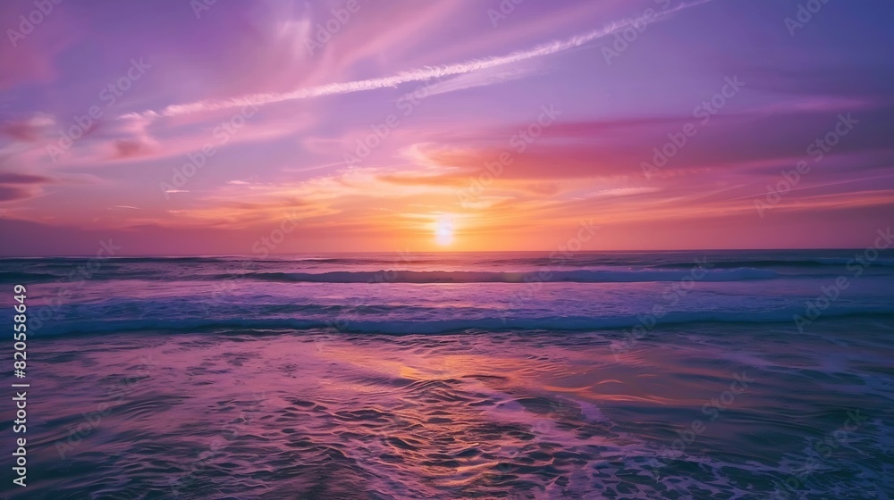 Colorful sunset over ocean in Pismo Beach California : Generative AI