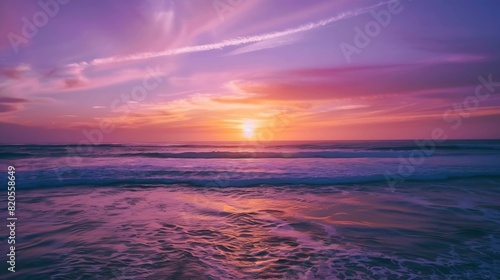 Colorful sunset over ocean in Pismo Beach California   Generative AI