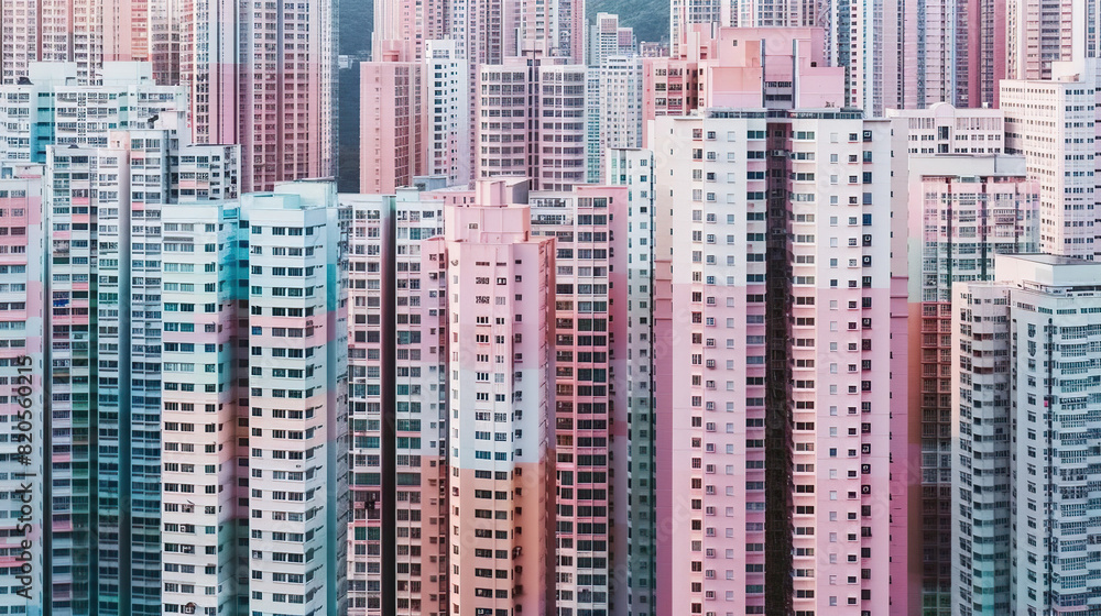 Obraz premium High density residential architecture city downtown buildings comeliness
