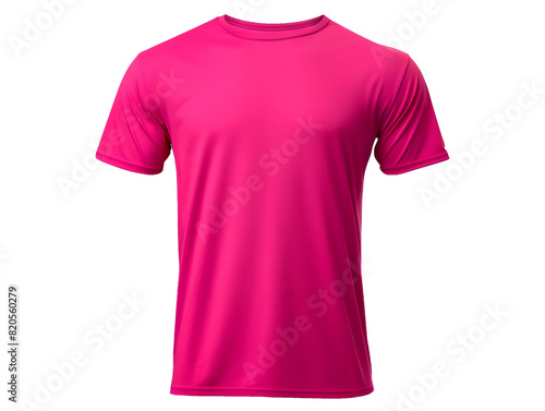 Hot pink t-shirt front view mockup design for print on isolated white transparent background	