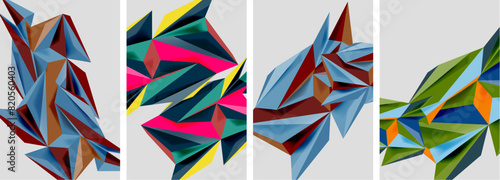 Set of mosaic triangle pattern abstract posters. Vector illustration For Wallpaper, Banner, Background, Card, Book Illustration, landing page
