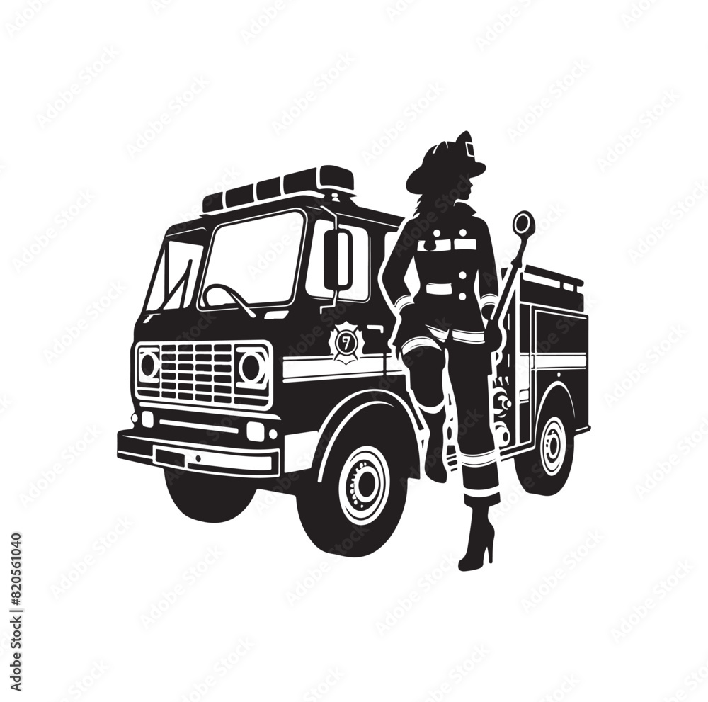 firefighter car vector illustration icon