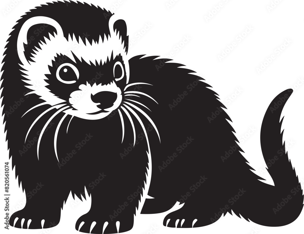 Fototapeta premium Angry Ferret silhouette vector icon illustration.