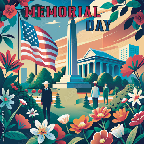 Memorial Day flat vector illustration design