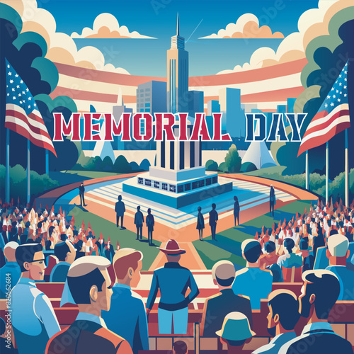 Memorial Day flat vector illustration design