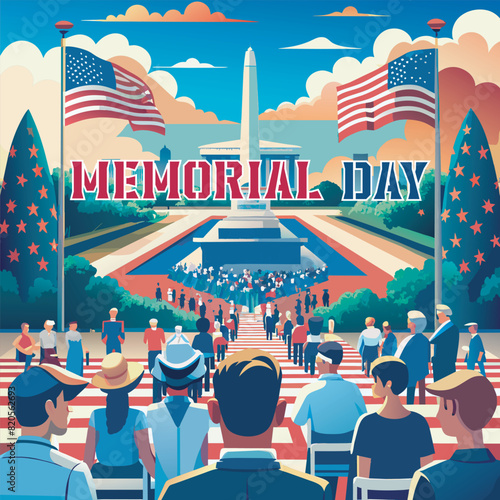 Memorial Day flat vector illustration design