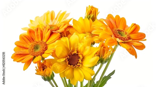 bouquet of yellow and orange flowers isolated on white background : Generative AI