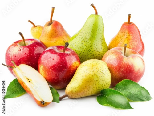 Fruit Focus: Apples and Pears in 4:3 aspect ratio against a White Background