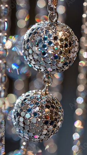 Shimmering disco ball earrings inspired by 70s fashion photo