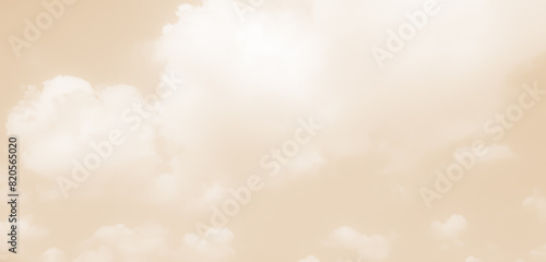 Fototapeta Naklejka Na Ścianę i Meble -  Beige Sky Cloud Background Heaven White Fluffy Spring Pink Cream Color Gradient Pastel Abstract Summer Landscape Heaven Nature Winter Light Space Mockup Cosmetic Beauty Pattern Texture Nude Color.