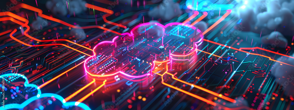 Futuristic Cloud Computing Illustration Futuristic Cloud Computing Illustration