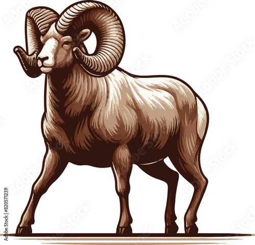 Bighorn sheep Black Vector art White Background Free Download