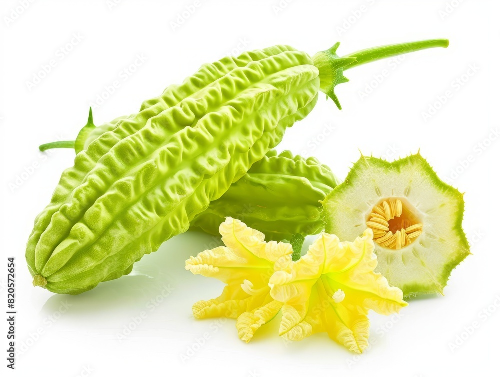 Naklejka premium Bitter Melon: A Delicate Blossom in Solitude - AR 4:3