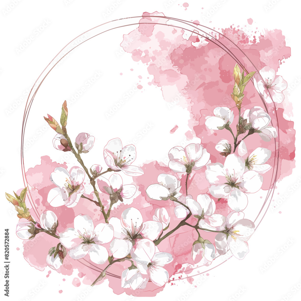 a watercolor painting of white flowers on a pink background