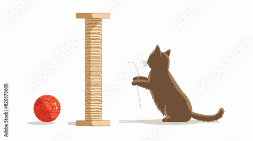 Scratching post tower for cat. Feline scratcher  photo