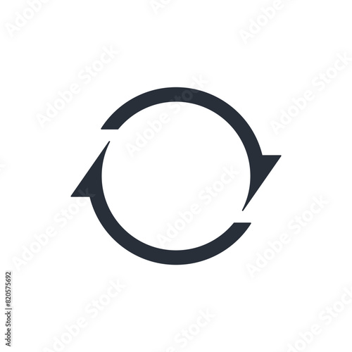 Cyclic rotation, recycling recurrence, renewal. Vector linear icon isolated on white background.
