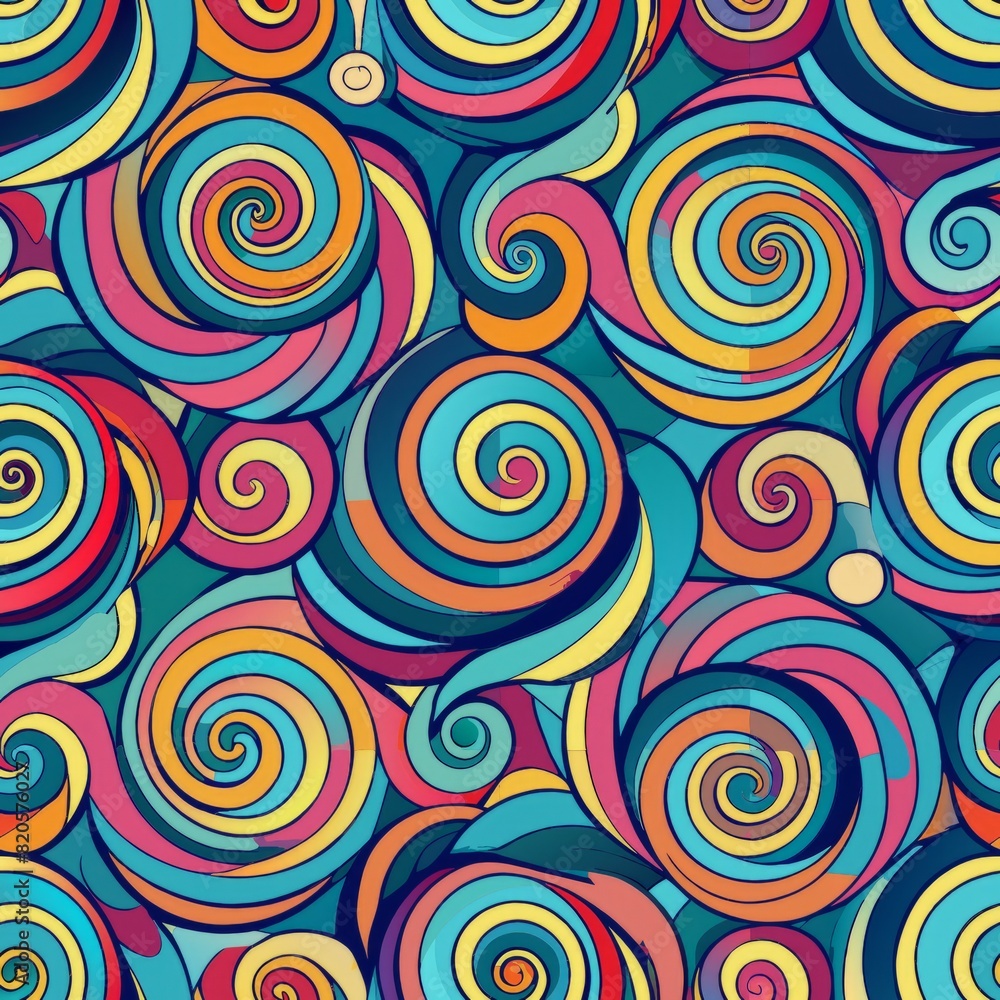 Seamless pattern of mosaic spirals and swirls, adding a sense of whimsy and motion to your gift wrap, Generative AI Seamless pattern of mosaic spirals and swirls, adding a sense of whimsy and motion to your gift wrap, Generative AI