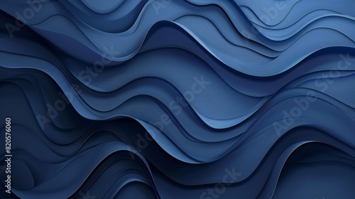 Elegant wavy vector background with smooth and flowing dark blue paper waves, ideal for stylish branding. © Aina Tahir