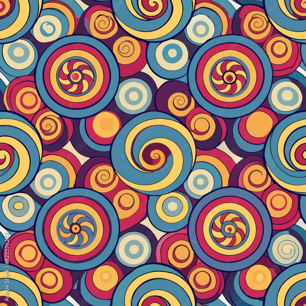 Seamless pattern of mosaic spirals and swirls, adding a sense of whimsy and motion to your gift wrap, Generative AI Seamless pattern of mosaic spirals and swirls, adding a sense of whimsy and motion to your gift wrap, Generative AI
