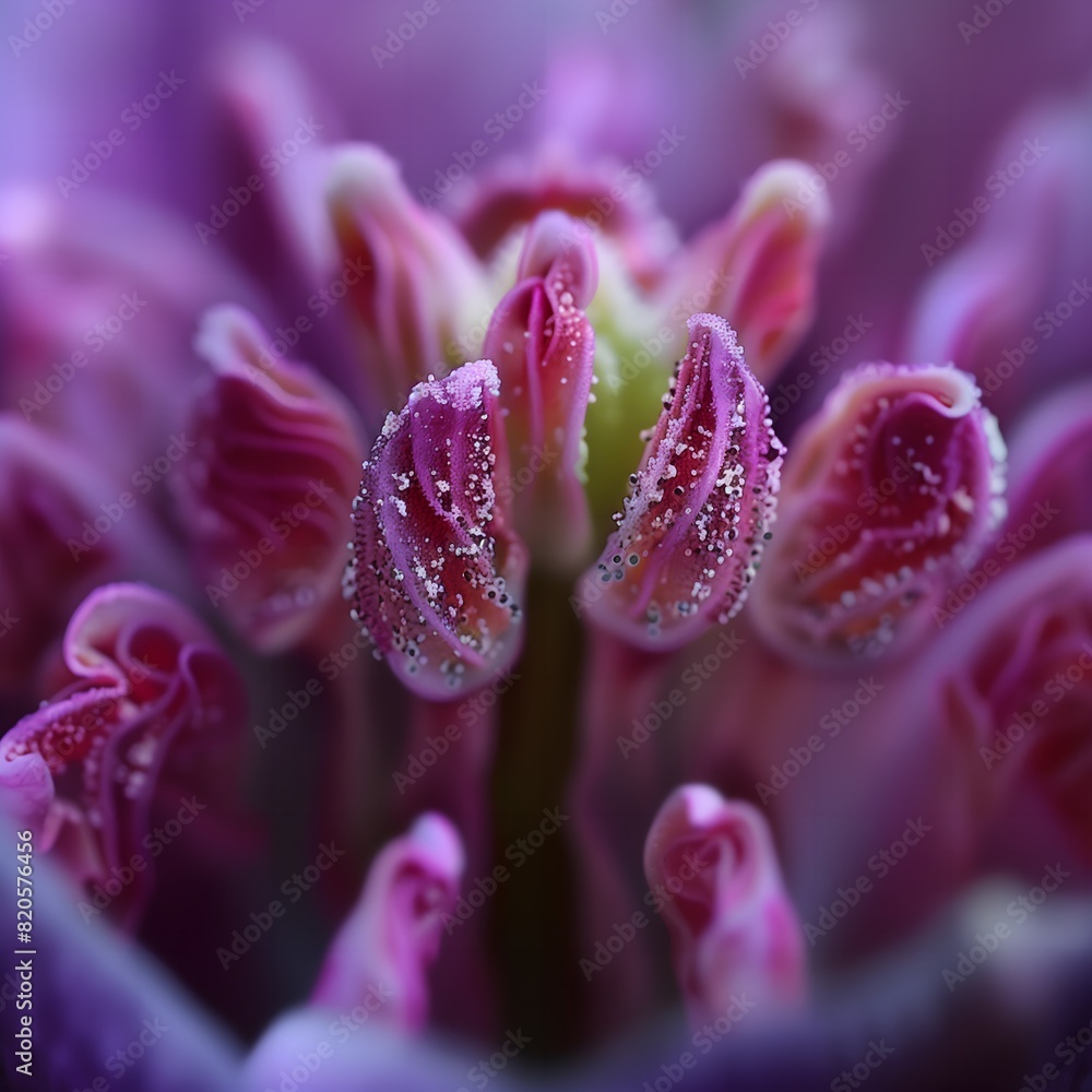 Vibrant closeup macro shot of floral stamen