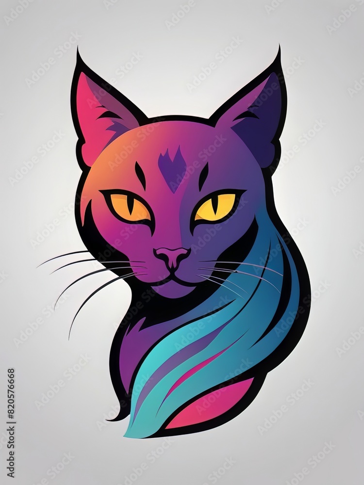 A silhouette color logo design of cat design vector A silhouette color logo design of cat design vector