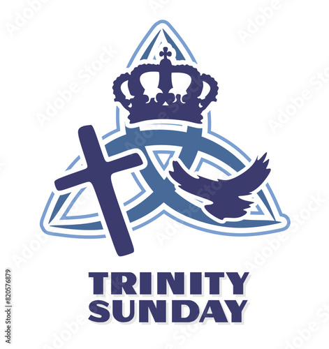 trinity sunday with cross, dove and crown photo