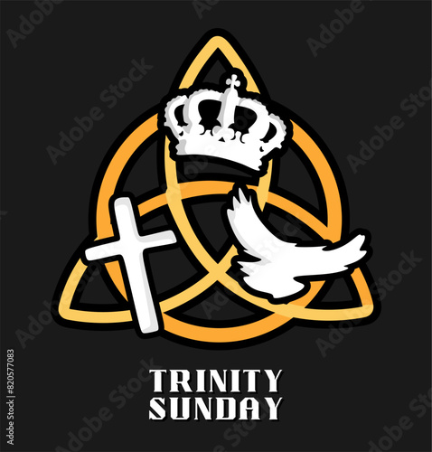 trinity sunday with cross, dove and crown