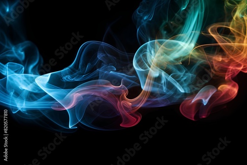 Abstract multicolored smoke on a black background. Design element.