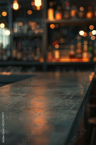 A bar table with blurred background of bar. Good for background