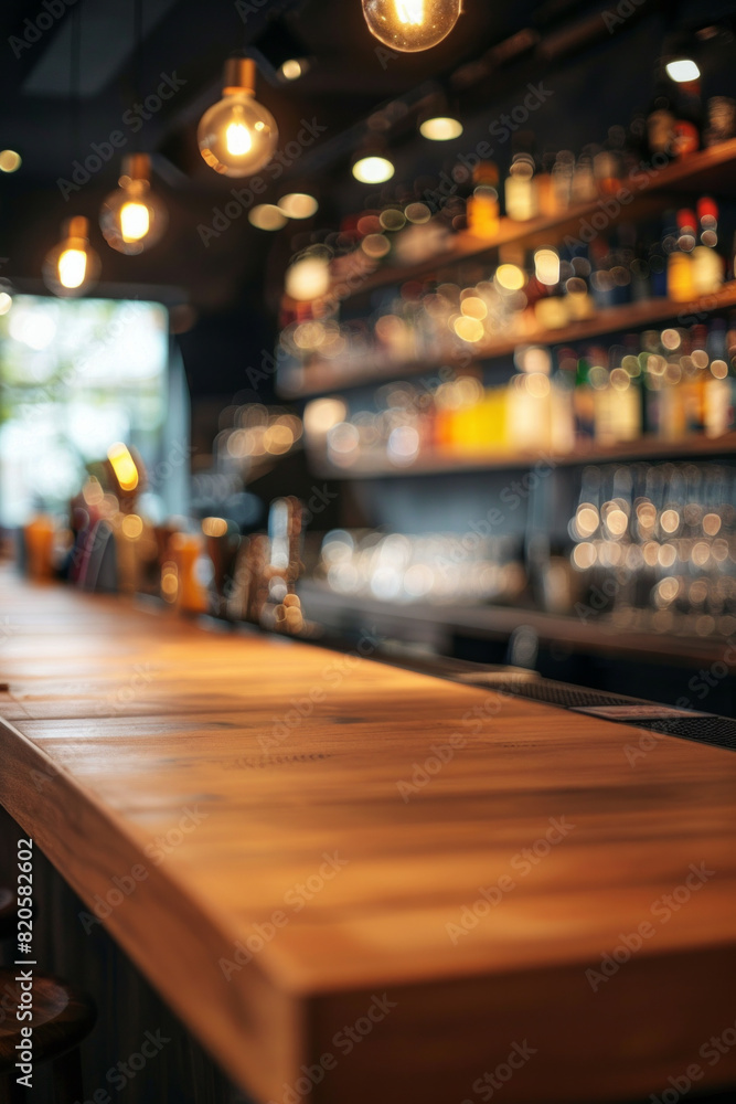 A bar table with blurred background of bar. Good for background A bar table with blurred background of bar. Good for background