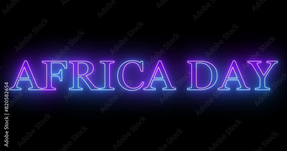 4K Africa Day text cool neon-colored animation. Neon-colored Africa Day text with a glowing neon for a banner, social media feed wallpaper stories.Technology video material animation.
4K Africa Day text cool neon-colored animation. Neon-colored Africa Day text with a glowing neon for a banner, social media feed wallpaper stories.Technology video material animation.