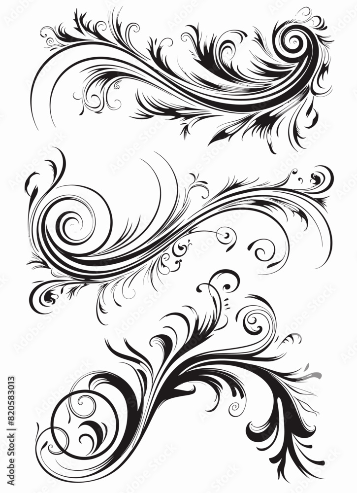 a black and white drawing of a floral design