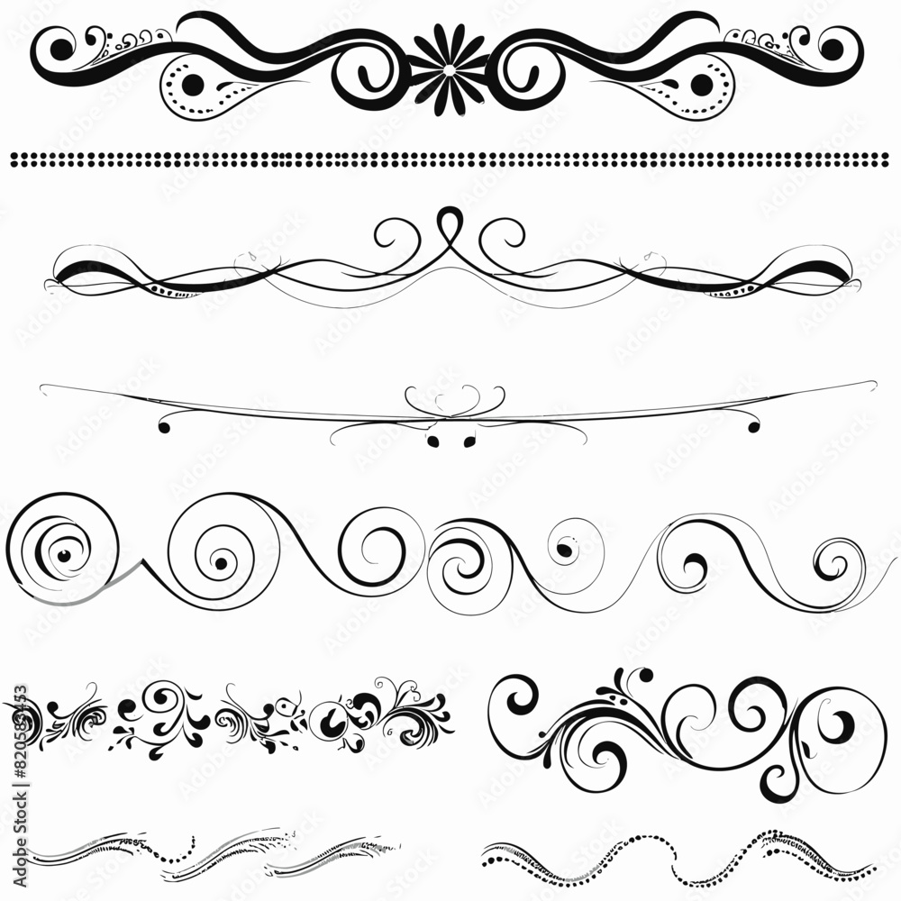a set of decorative design elements in black and white a set of decorative design elements in black and white