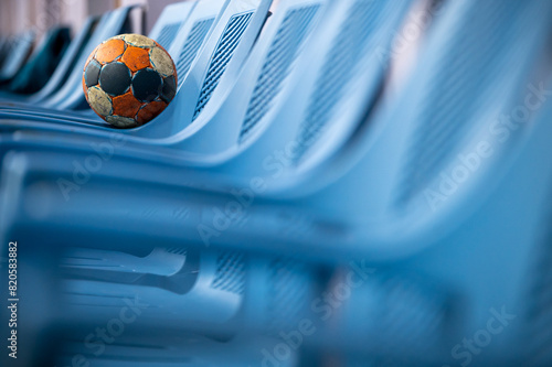 A handball ball on a chair