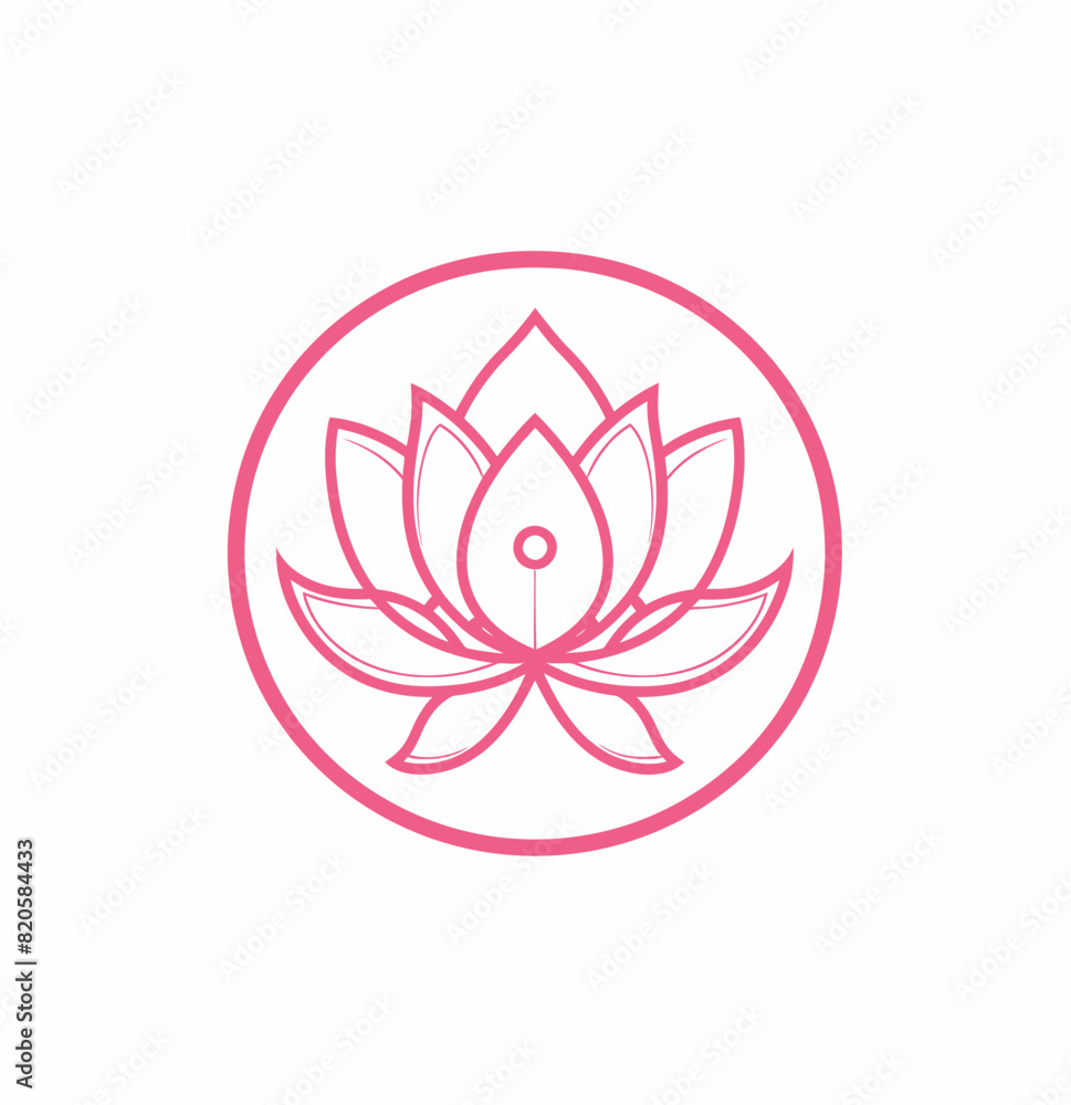 a lotus flower in a circle on a white background a lotus flower in a circle on a white background