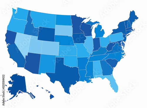 a blue map of the united states