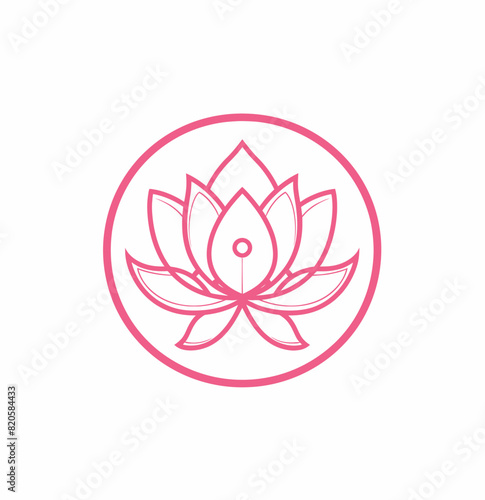 a lotus flower in a circle on a white background